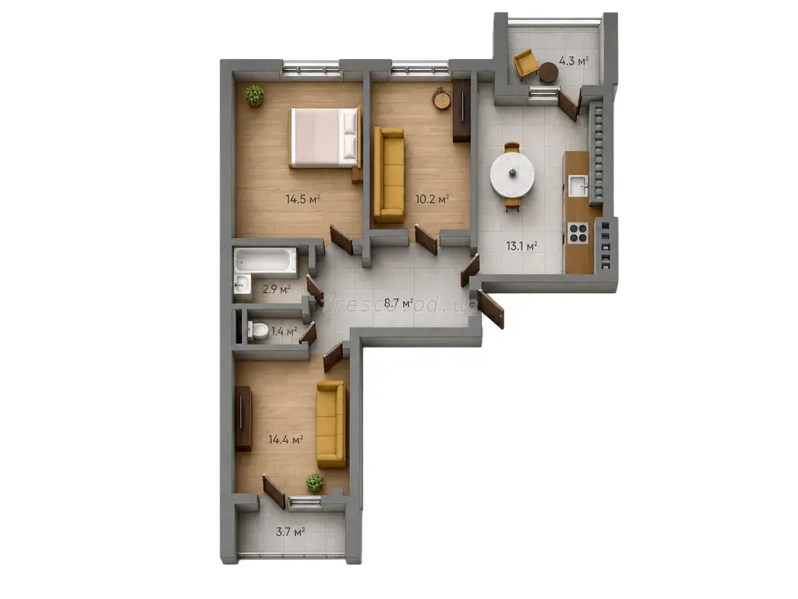 3-room apartment · 99.56 m² · Golden Era