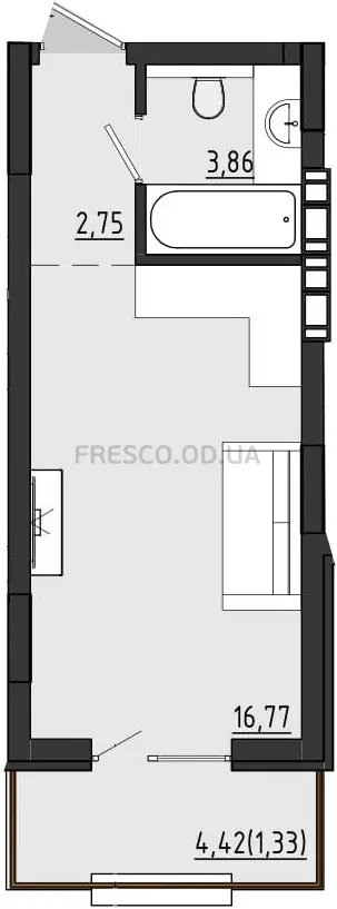Studio · 24.71 m² · Riviera Gardens