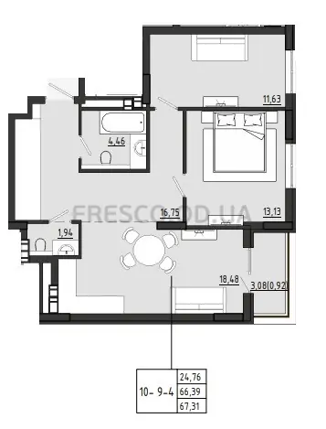 2-room apartment · 67.32 m² · Riviera Gardens