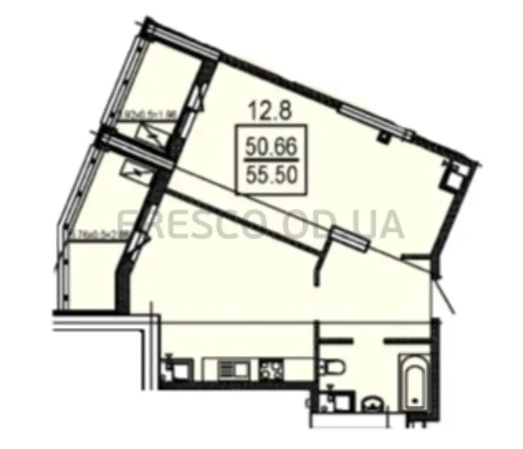 1-room apartment · 55.5 m² · Poseidon
