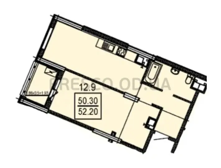 1-room apartment · 52.2 m² · Poseidon