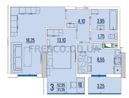 2-room apartment · 53.0 m² · Acacia Boulevard