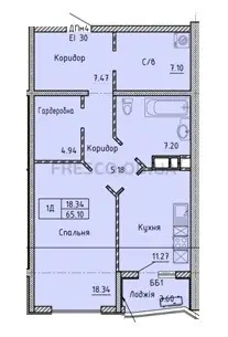 Однокомнатная · 66.2 м² · ЖК Олимпийский