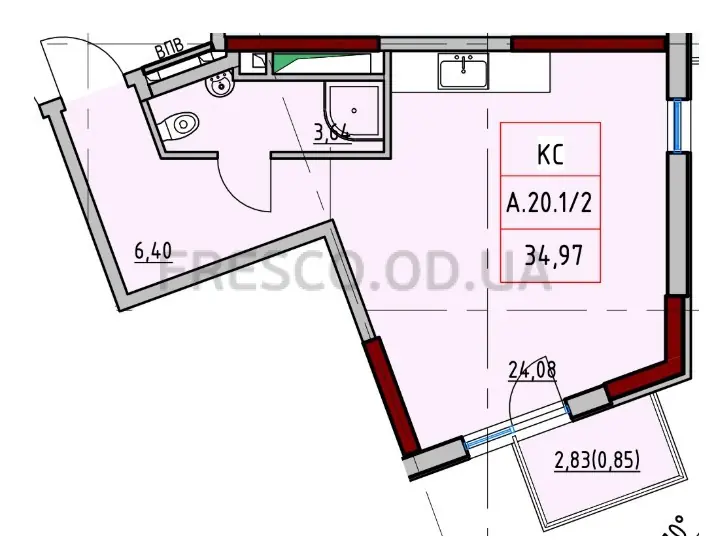 Studio apartment · 35.5 m² · ITown