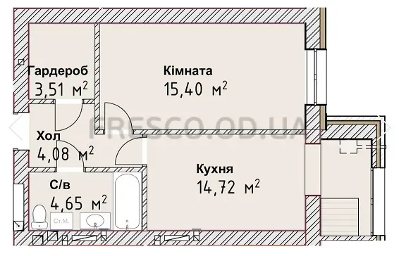 Однокомнатная квартира · ЖК Чайка Люкс