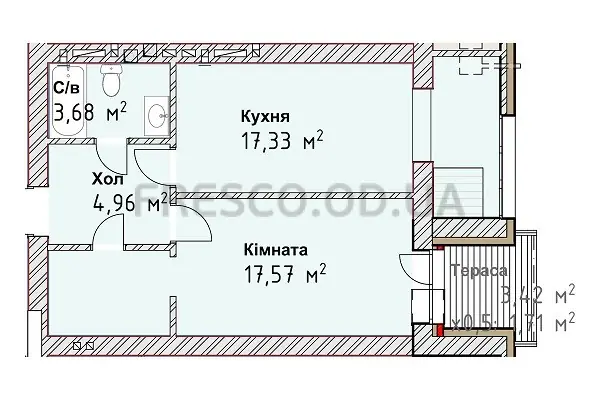 Однокомнатная квартира · ЖК Чайка Люкс
