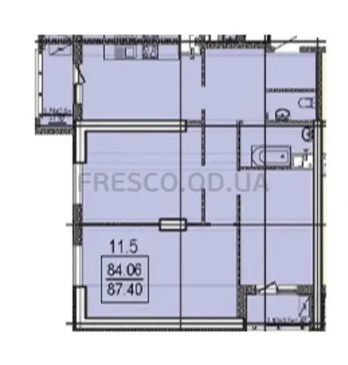3-room apartment · 87.4 m² · Poseidon