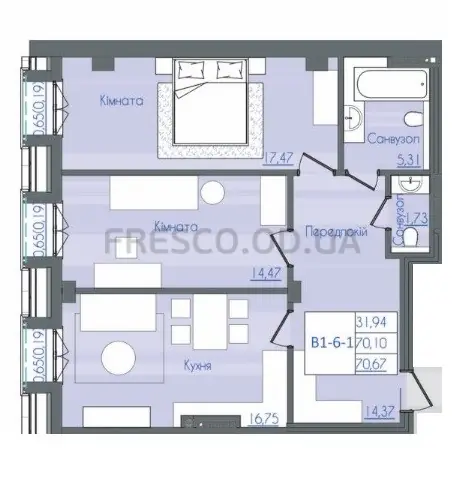 2-room apartment · 69.9 m² · Konsul