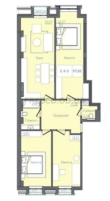 3-room apartment · 97.0 m² · Konsul