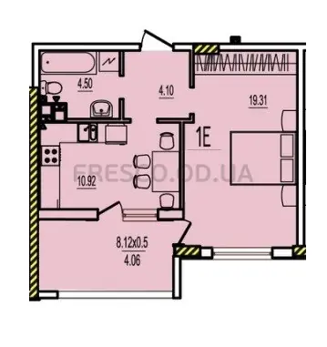 1-room apartment · 38.25 m² · RosenTal