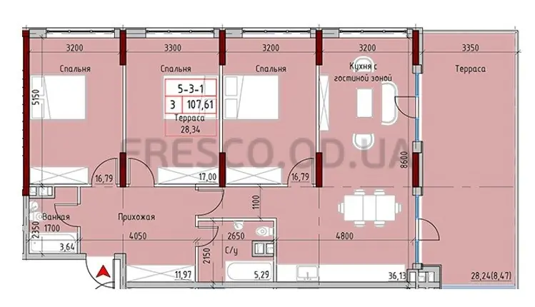 3-room apartment · 118.6 m² · MARINIST Residence