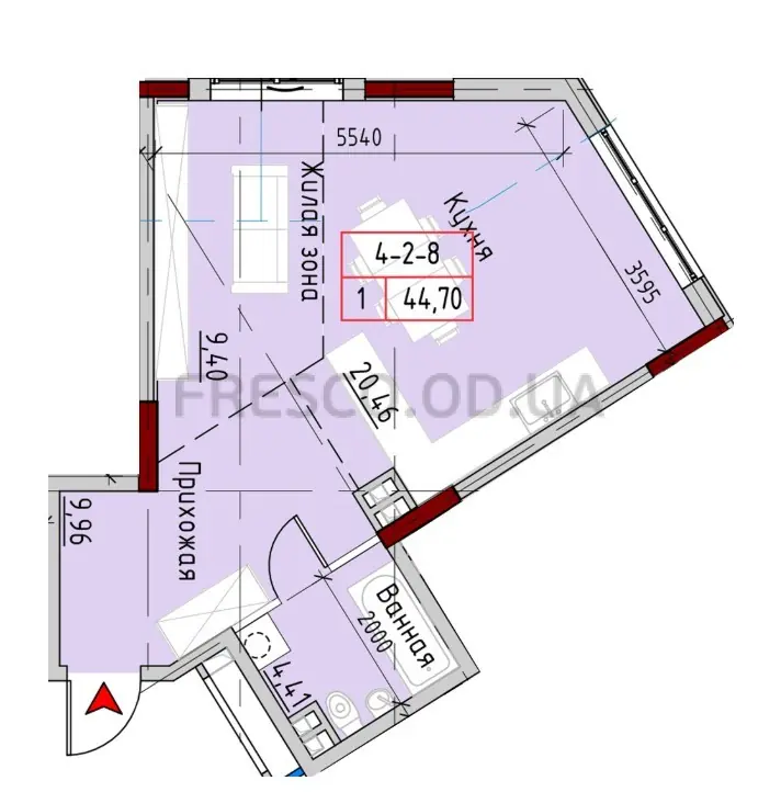 1-room apartment · 44.8 m² · MARINIST Residence