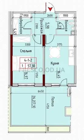 1-room apartment · 57.3 m² · MARINIST Residence