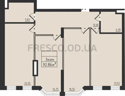 Трёхкомнатная · 92.86 м² · ЖК Avinion