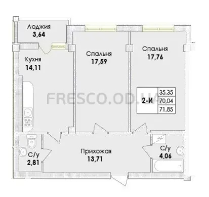 Двухкомнатная квартира · ЖК Парк Совиньон