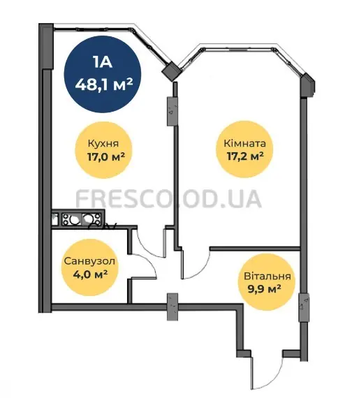 Однокомнатная квартира · ЖК Новая Европа