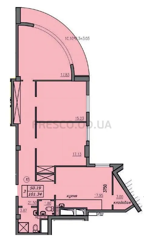 3-room apartments · 106.16 m² · Lidersovsky