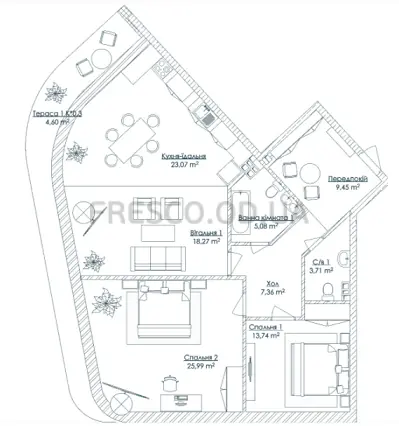 2-room apartments · 111.27 m² · Kandinsky Residence