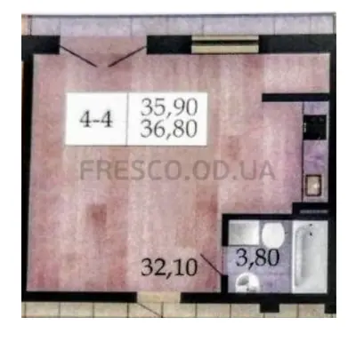 Однокомнатная · 32.0 м² · ЖК Брусника