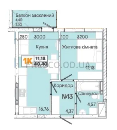 Однокомнатная квартира · ЖК Акварель-7