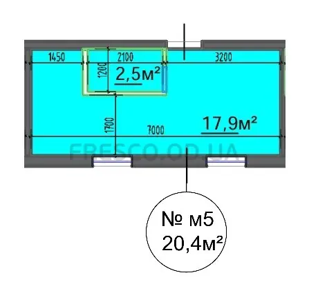 1-room apartment · 20.4 m² · on Stroitelnaya