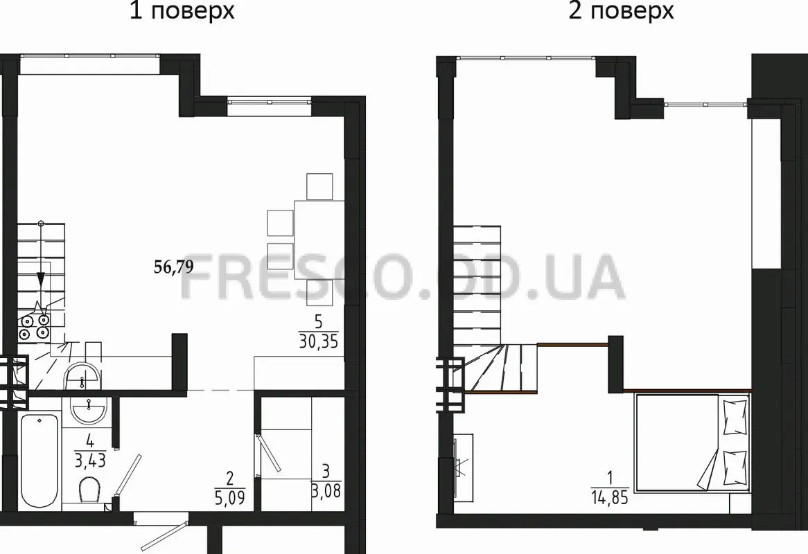 2-room apartment · 56.79 m² · Riviera Gardens
