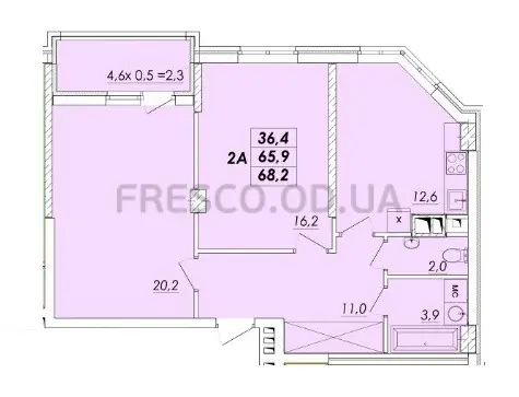 2-room apartment · 68.2 m² · RealPark