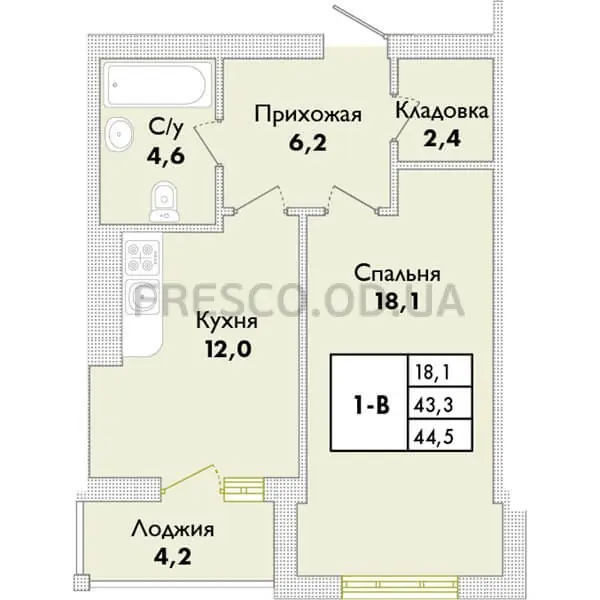 Однокомнатная квартира · ЖК Парк Совиньон