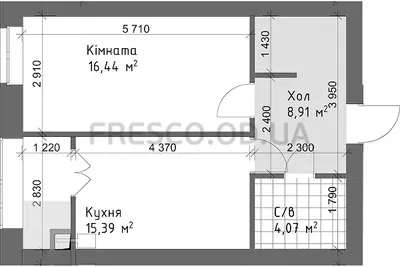 Однокомнатная · 44.81 м² · ЖК Чайка Люкс