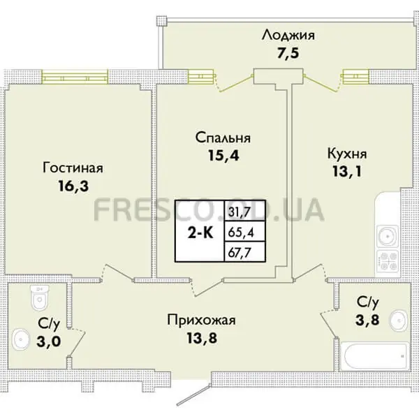 2-room apartment · 67.1 m² · Park Sovignon