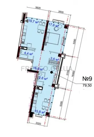2-room apartment · 79.5 m² · Avtorsky Rayon