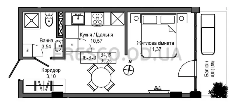 Однокомнатная квартира · Urban Market
