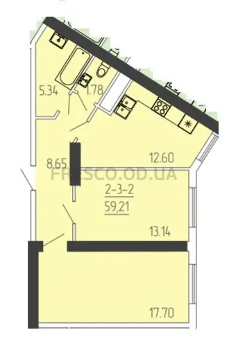 2-room apartment · 59.5 m² · 65 Pearl
