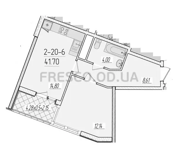 1-room apartment · 40.7 m² · 66 Pearl