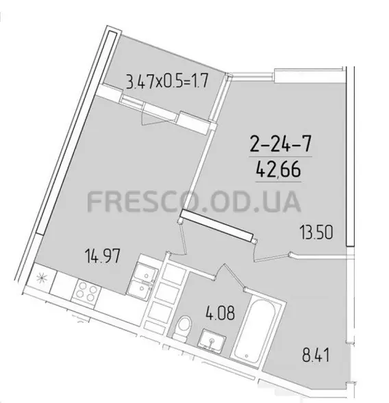 1-room apartment · 43.0 m² · 67 Pearl