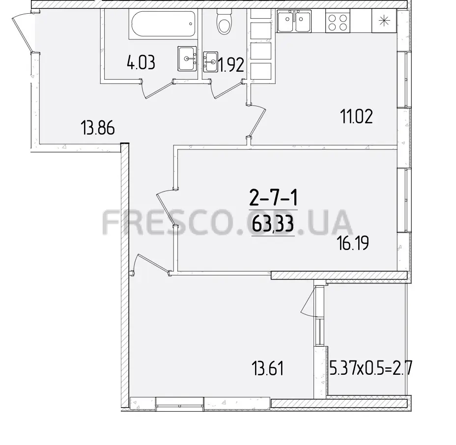 2-room apartment · 63.0 m² · 68 Pearl