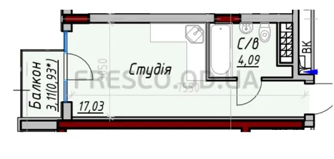 Studio apartment · 22.05 m² · ITown