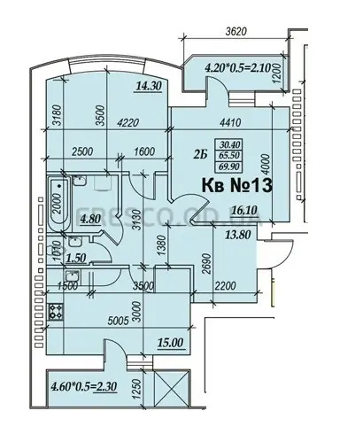 2-room apartment · 69.9 m² · Parkside