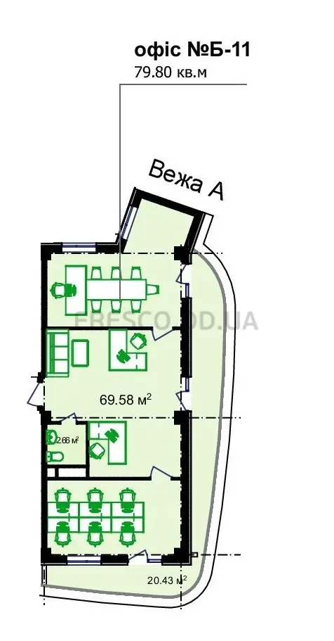 Офіс · 79.8 м² · Unity Towers