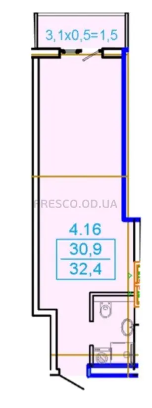 Studio · 32.4 m² · ELLADA
