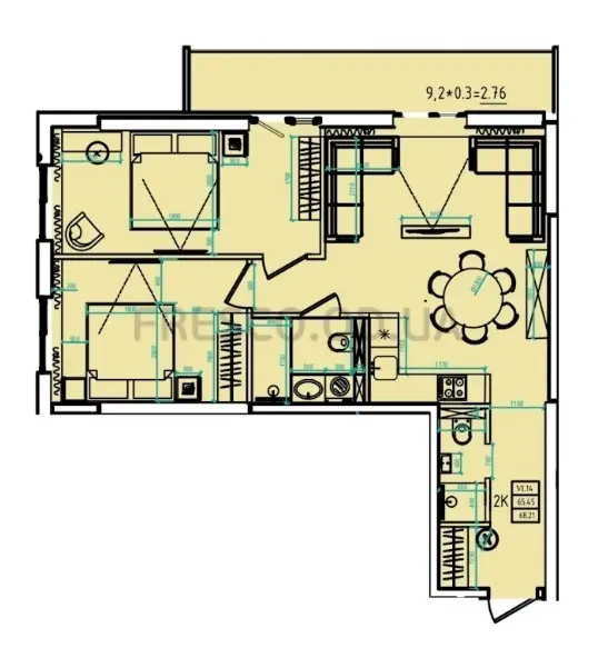 2-room apartment · 67.0 m² · ELLADA