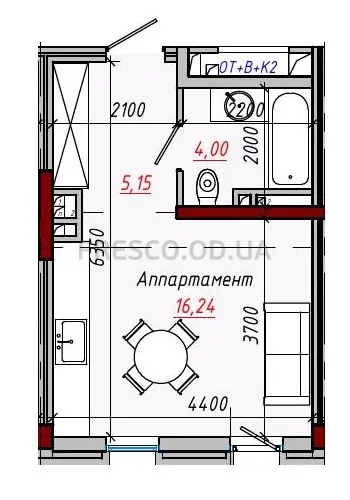 Апартамент-студия · Пространство на Дачной