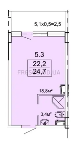 Studio apartment · 24.9 m² · Breeze Marine