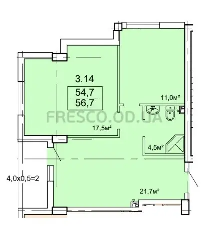 2-room apartments · 56.7 m² · Breeze Marine