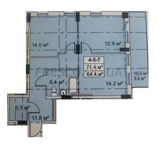 2-room apartment · 64.4 m² · Golden City