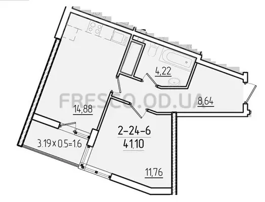 1-room apartment · 40.8 m² · 67 Pearl