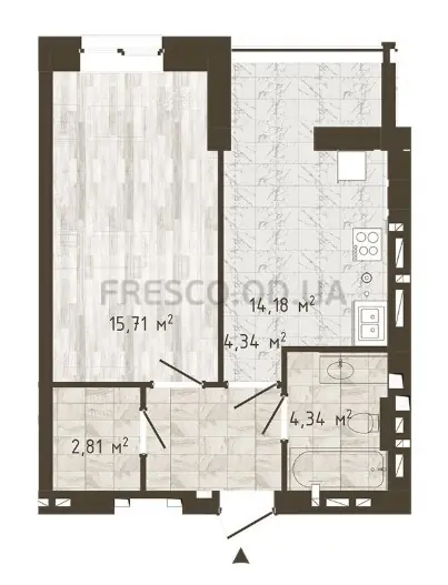 1-room apartment · 41.38 m² · Odessa Chaika