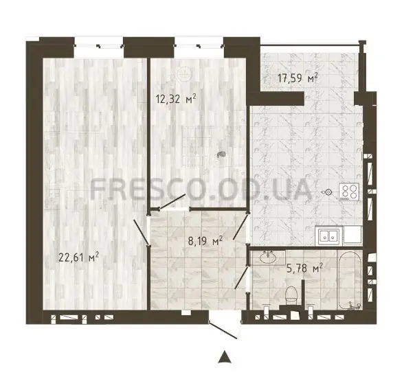 2-room apartment · 63.88 m² · Odessa Chaika