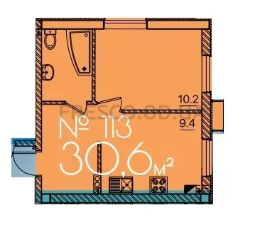 Studio · 30.6 m² · Rue Menars