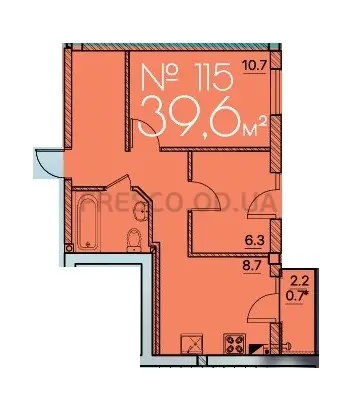 1-room apartment · 39.6 m² · Rue Menars